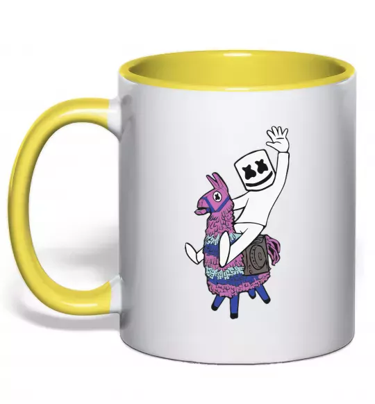 Чашка з кольоровою ручкою Marshmello fortnite Сонячно жовтий фото