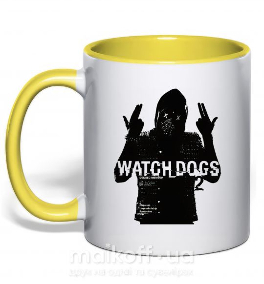 Чашка з кольоровою ручкою Watch Dogs Wrench Сонячно жовтий фото