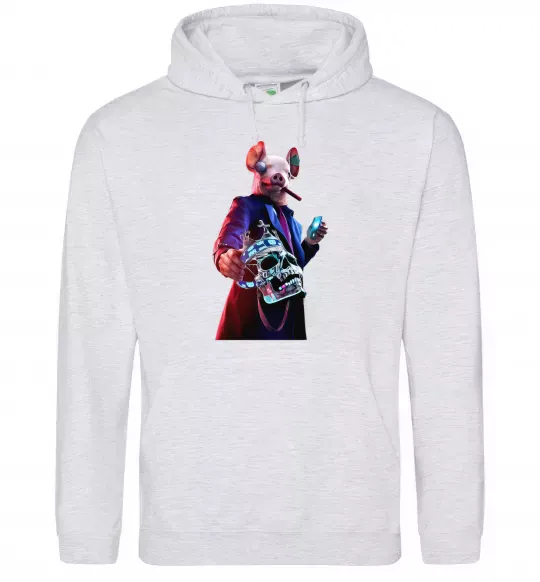 Чоловіча толстовка (худі) Watch dogs свин Сірий меланж фото