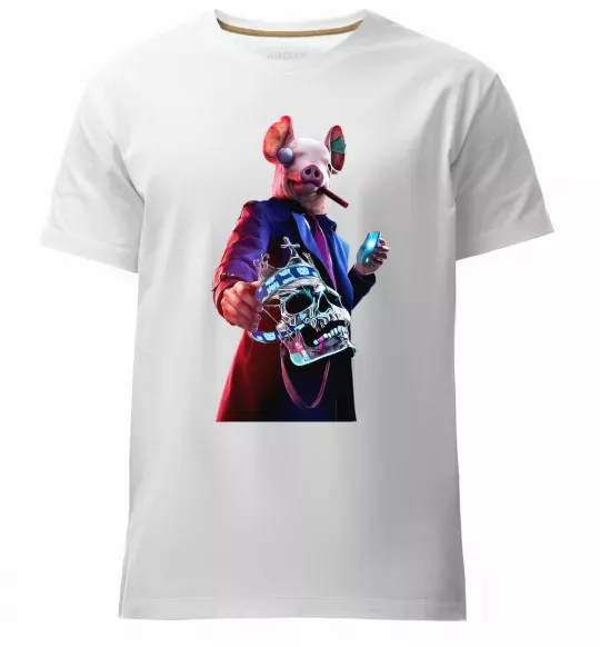 Чоловіча преміум футболка Watch dogs свин Білий фото