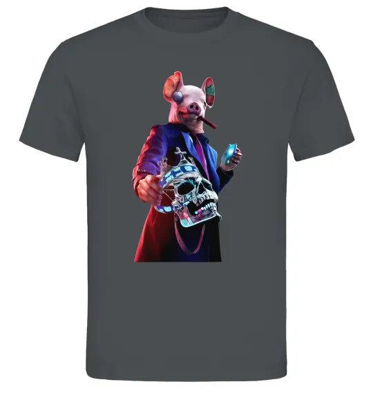 Мужская футболка Watch dogs свин Графит фото