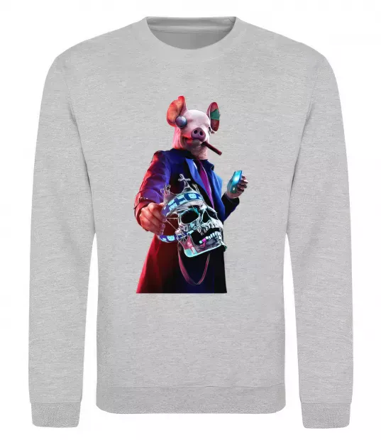 Свитшот Watch dogs свин Серый меланж фото