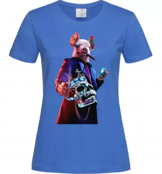 Жіноча футболка Watch dogs свин Яскраво-синій фото