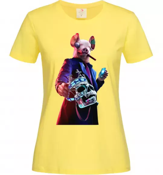 Жіноча футболка Watch dogs свин Лимонний фото