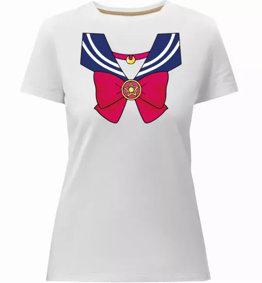Жіноча преміум футболка Sailor moon бант Білий фото