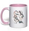 Чашка з кольоровою ручкою Драконы ghibli Ніжно рожевий фото