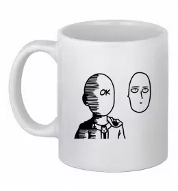 Чашка керамическая One Punch Man yellow Белый фото