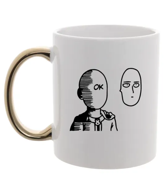 Чашка с цветной ручкой One Punch Man Золото фото
