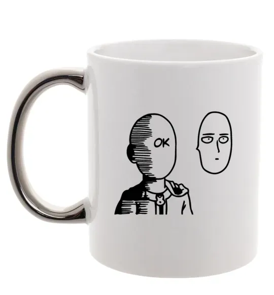 Чашка с цветной ручкой One Punch Man Серебро фото