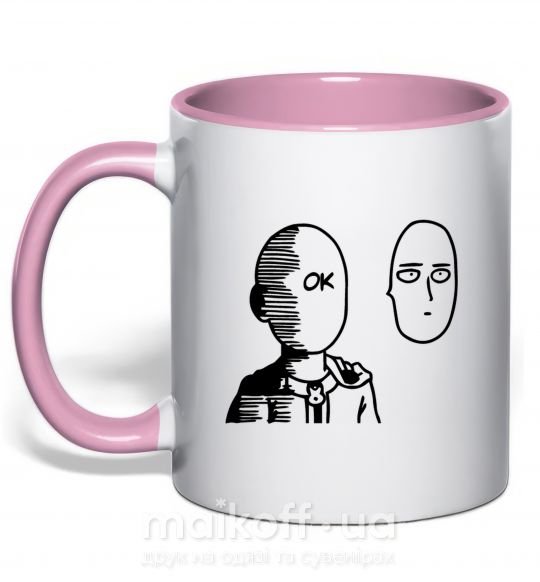 Чашка с цветной ручкой One Punch Man Нежно розовый фото