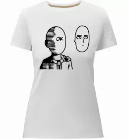 Женская премиум футболка One Punch Man yellow Белый фото