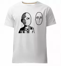 Мужская премиум футболка One Punch Man yellow Белый фото