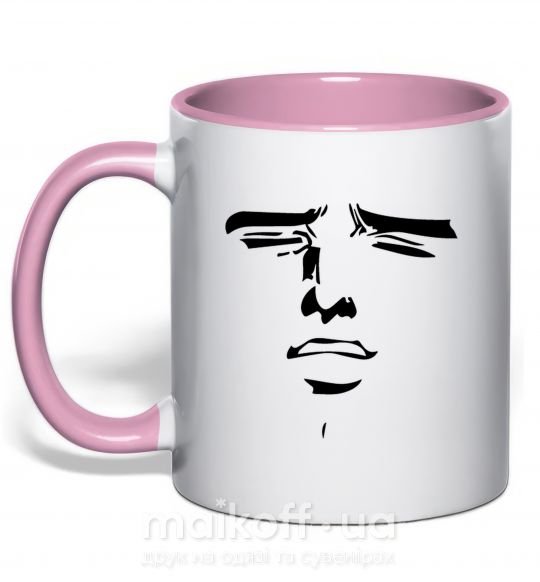 Чашка з кольоровою ручкою Anime face Ніжно рожевий фото