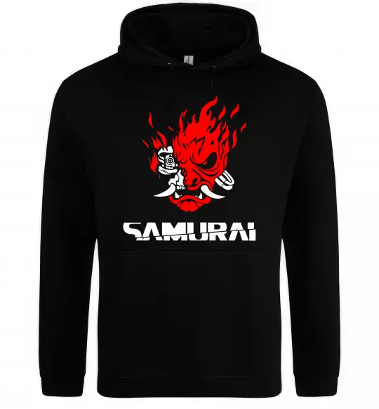 Мужская толстовка (худи) Cyberpunk 2077 samurai Черный фото