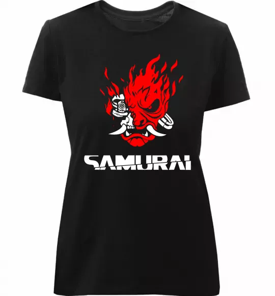Жіноча преміум футболка Cyberpunk 2077 samurai Чорний фото