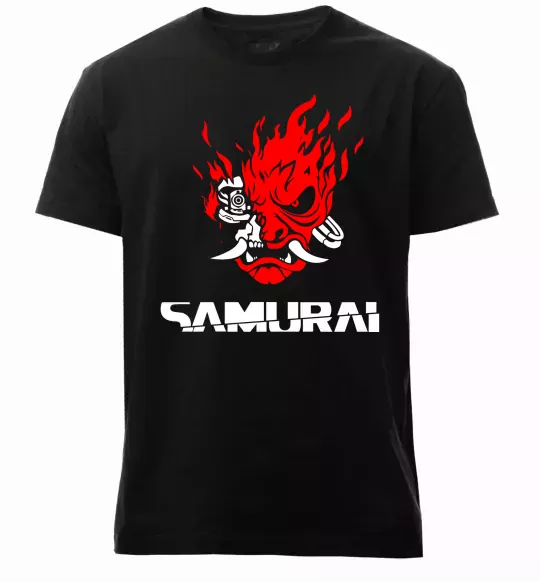 Чоловіча преміум футболка Cyberpunk 2077 samurai Чорний фото