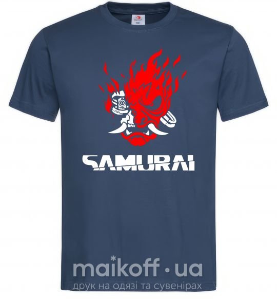 Мужская футболка Cyberpunk 2077 samurai Темно-синий фото
