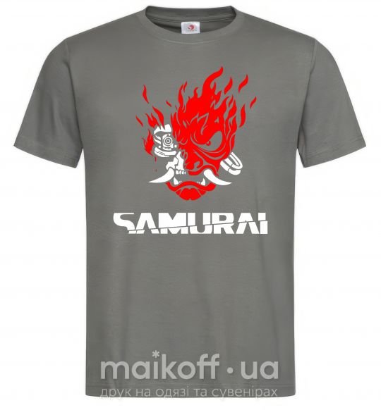 Чоловіча футболка Cyberpunk 2077 samurai Графіт фото