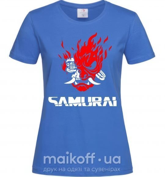 Жіноча футболка Cyberpunk 2077 samurai Яскраво-синій фото