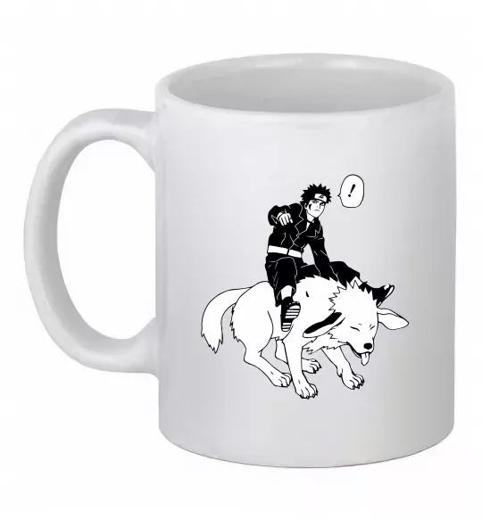 Чашка керамическая Naruto Кіба на собаці Белый фото
