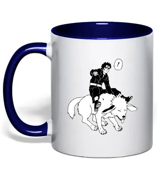 Чашка з кольоровою ручкою Naruto Кіба на собаці Глибокий темно-синій фото