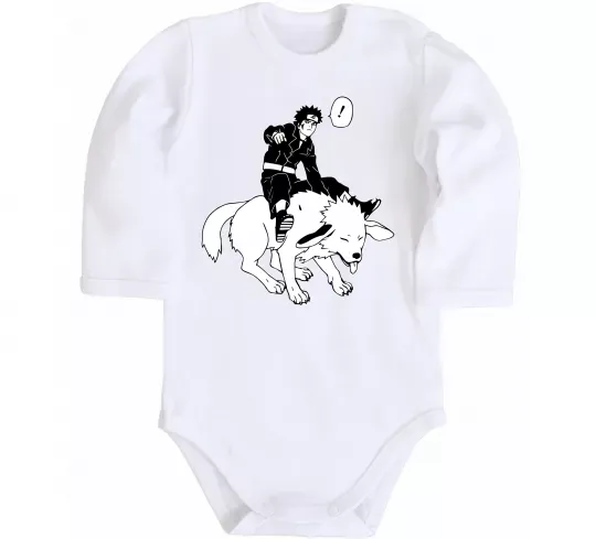 Детский боди Naruto Кіба на собаці Белый фото