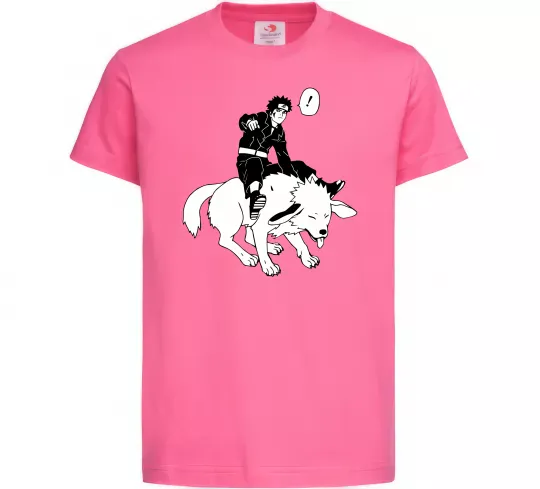Дитяча футболка Naruto Кіба на собаці Яскраво-рожевий фото