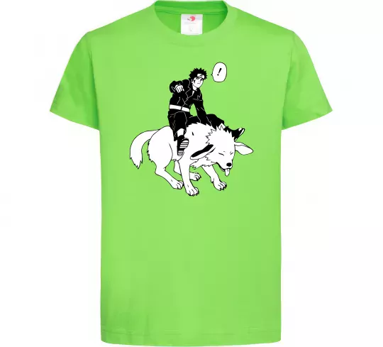 Дитяча футболка Naruto Кіба на собаці Лаймовий фото