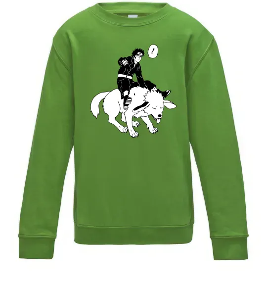 Детский Свитшот Naruto Кіба на собаці Лаймовый фото