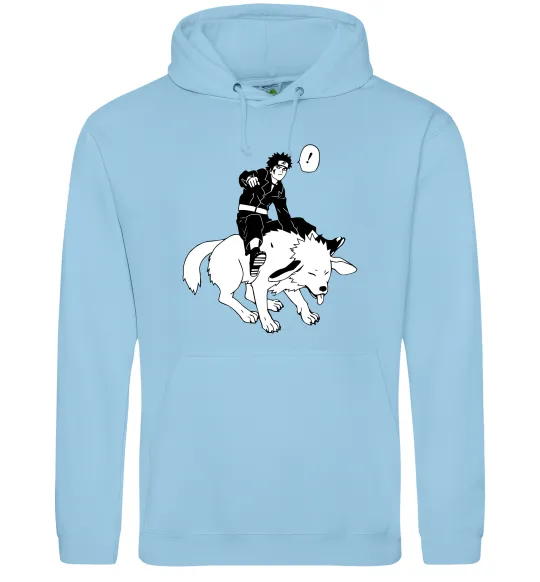 Мужская толстовка (худи) Naruto Кіба на собаці Голубой фото
