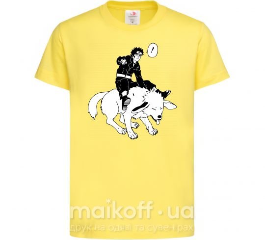 Детская футболка Naruto Киба на собаке Лимонный фото