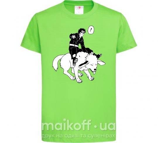 Детская футболка Naruto Киба на собаке Лаймовый фото