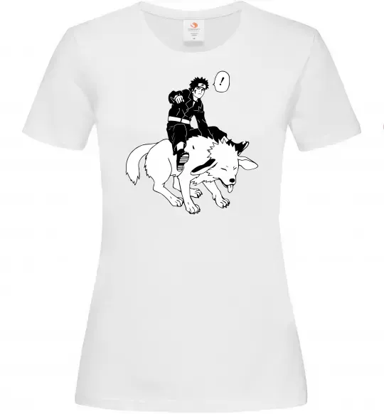 Женская футболка Naruto Кіба на собаці Белый фото