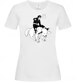 Жіноча футболка Naruto Кіба на собаці Білий фото