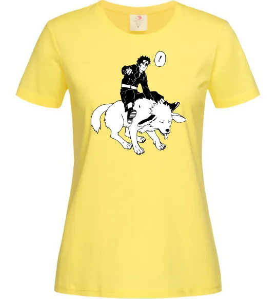 Женская футболка Naruto Кіба на собаці Лимонный фото