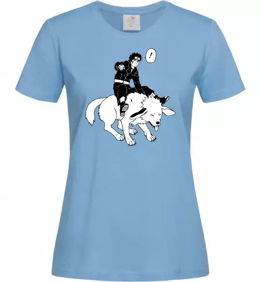 Женская футболка Naruto Кіба на собаці Голубой фото