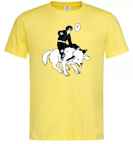 Мужская футболка Naruto Кіба на собаці Лимонный фото