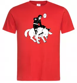 Мужская футболка Naruto Кіба на собаці Красный фото