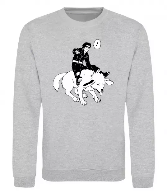 Світшот Naruto Кіба на собаці Сірий меланж фото