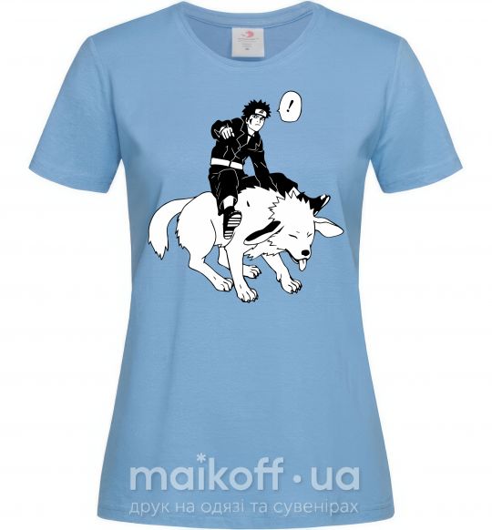Жіноча футболка Naruto Киба на собаке Блакитний фото