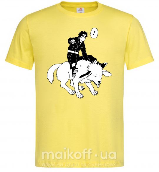 Мужская футболка Naruto Киба на собаке Лимонный фото