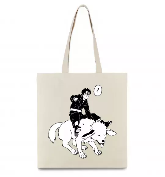 Эко-сумка Naruto Кіба на собаці Бежевый фото