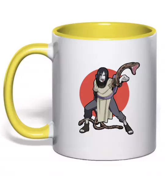 Чашка с цветной ручкой Наруто Орочімару Солнечно желтый фото