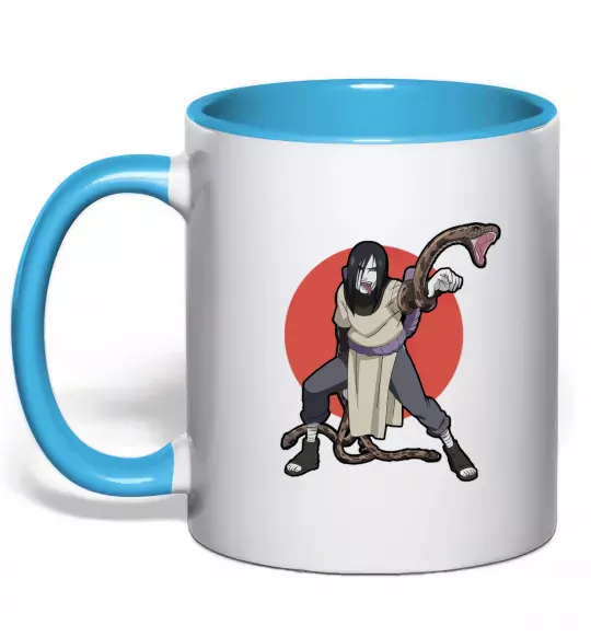 Чашка с цветной ручкой Наруто Орочімару Голубой фото