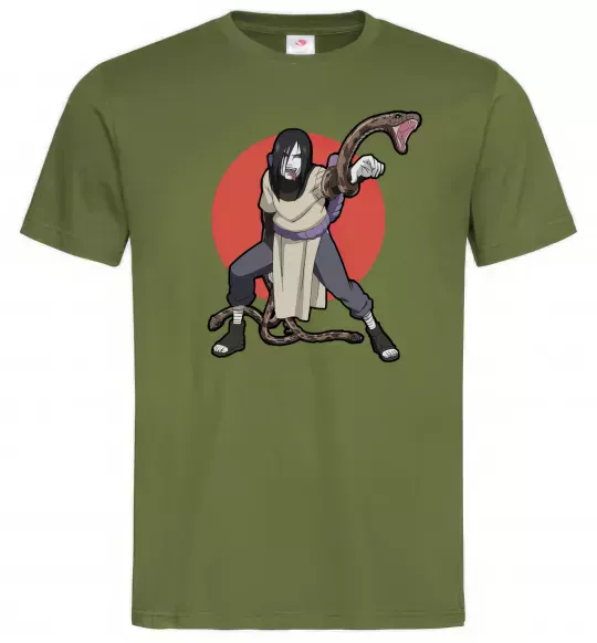 Мужская футболка Наруто Орочімару Оливковый фото