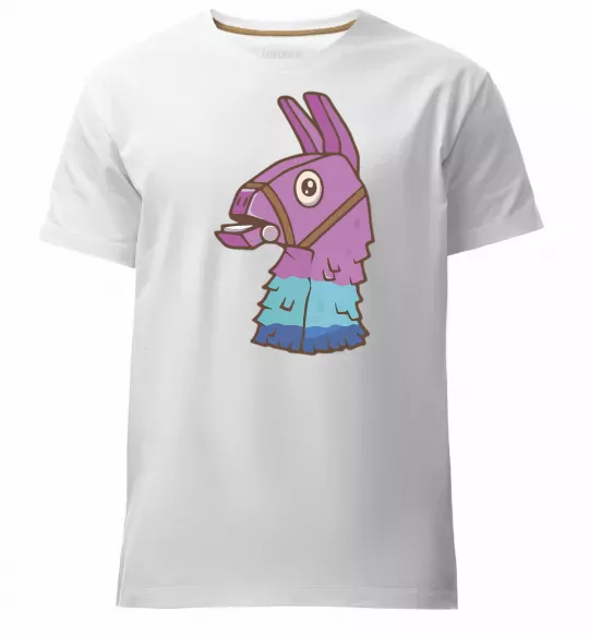 Мужская премиум футболка Фортнайт лама Белый фото