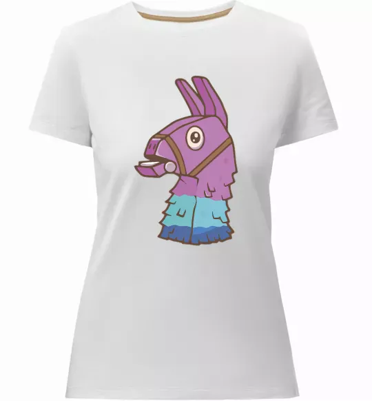 Жіноча преміум футболка Фортнайт лама Білий фото