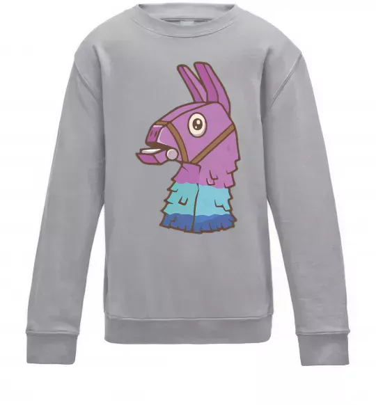 Детский Свитшот Фортнайт лама Серый меланж фото