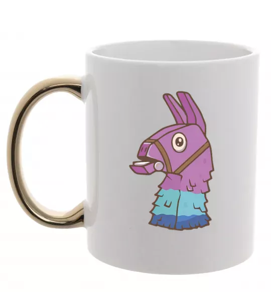 Чашка з кольоровою ручкою Фортнайт лама Золото фото