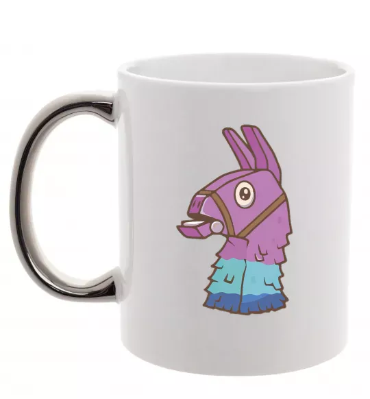 Чашка з кольоровою ручкою Фортнайт лама Срібло фото